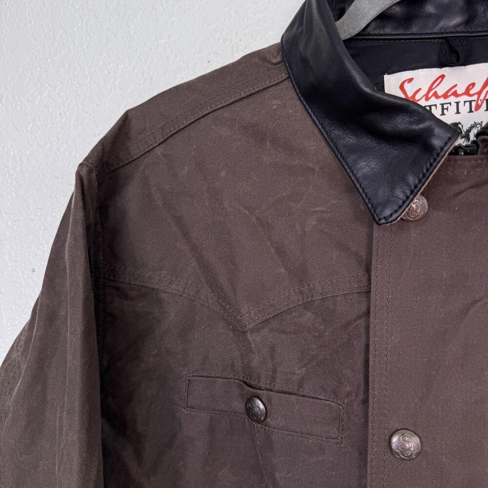 Schaefer Outfitter Rangewax Summit Jacket Mens Medium Brown Waxed Cotton Western - Picture 8 of 14